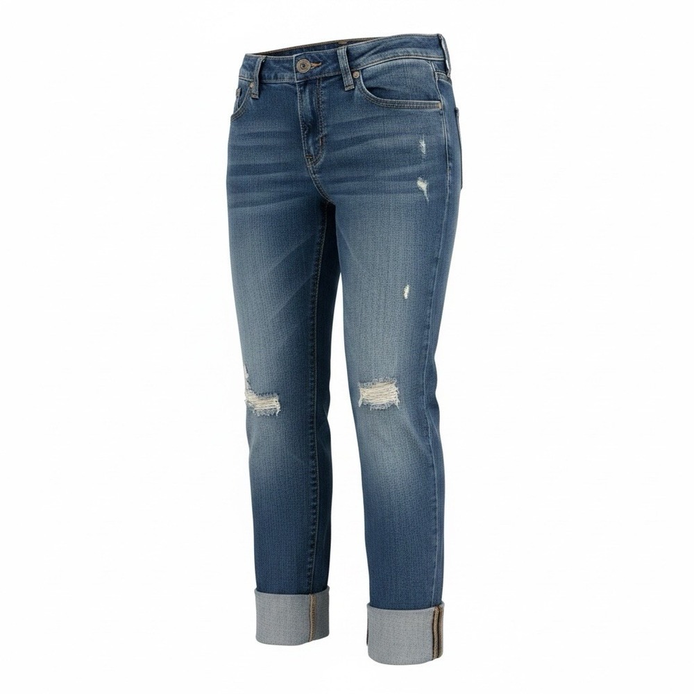 Gap Distressed Jeans Womens/Junior Size 2/26 Straight Low Rise Cuffed Crop 30x23